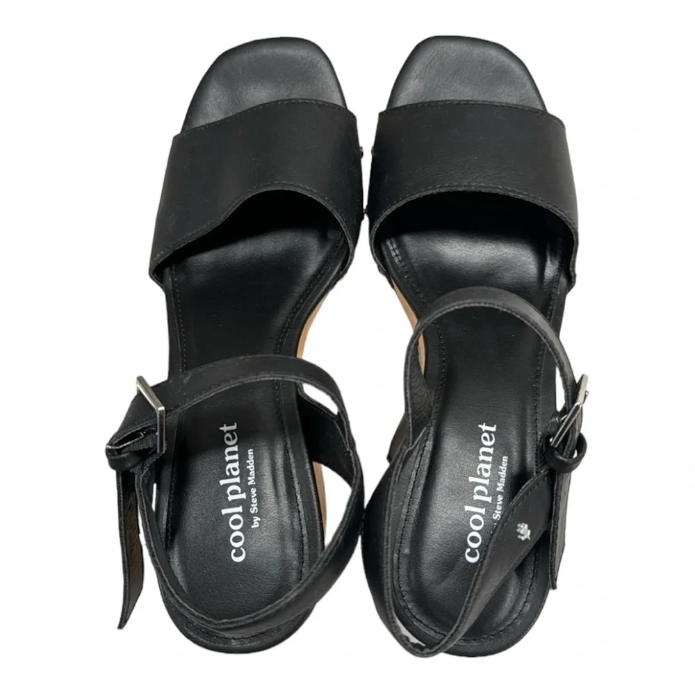 Steve Madden Cool Planet Rubyy Ankle Strap Platform size 7M Black 70’s - Picture 7 of 10